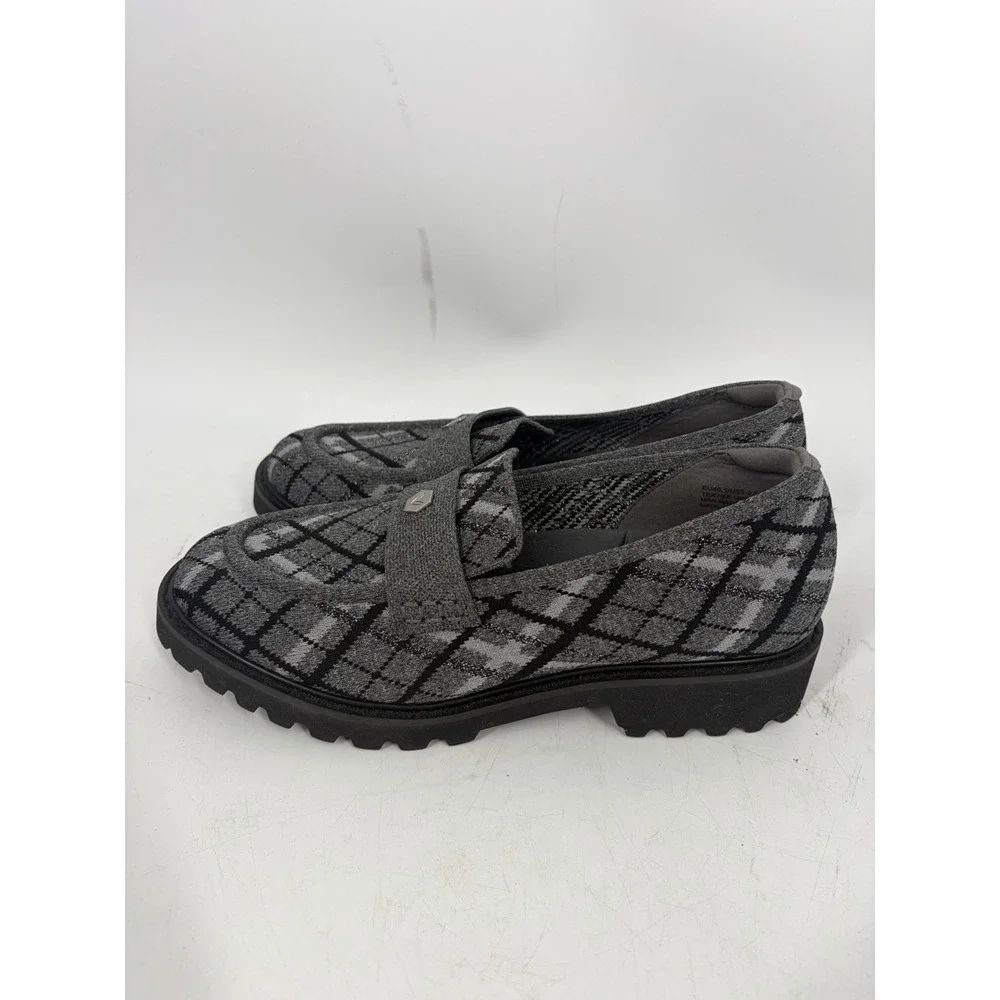 VIVAIA Francesca Grey Plaid Platform Chunky Heel Loafers Round Toe Knit 40.5 9.5